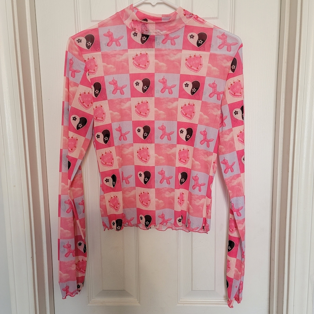 WKND CHASERS mesh Let Them Eat Cake Long Sleeve Top